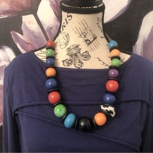 Multi-Color Bead Statement Necklace